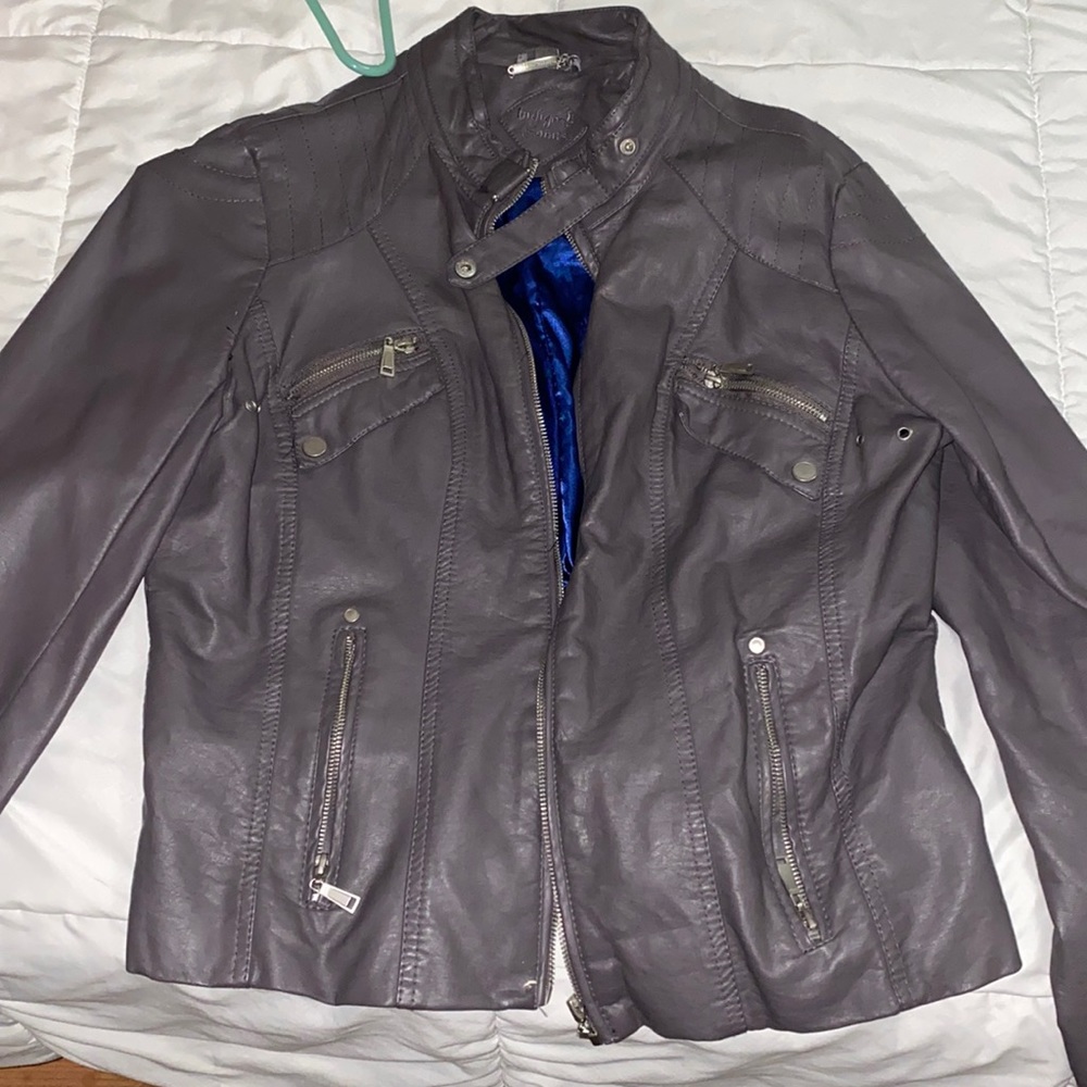 Grey faux leather jacket